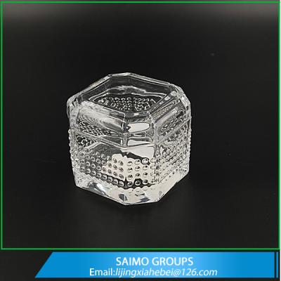 China SM-11163-0 Small Size Octolateral Beaded Design Crystal Sugar Bowl with Glass Lid for sale