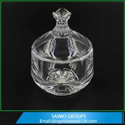 China SM-3347-0 Popular Design Crystal Glass Sugar Bowl With Lid for sale