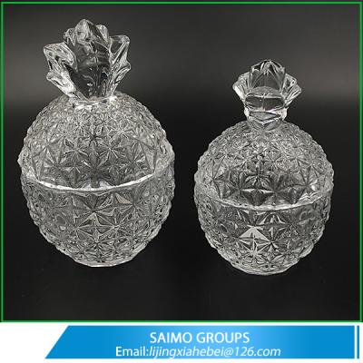 China SM-0391-0 Crown Glass Bead Glass Sugar Jars Clear Cookie Jar Recycled Glass Jars for sale
