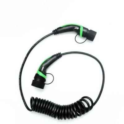 China ANS Green 16A Type 2 To Type 2 EV Cable 1phase male plug to female plug for sale