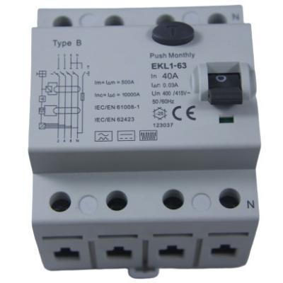 China Type B IP20 RCD Circuit Breaker 40A 3 Phase 4 Pole MCB Electromagnetic Mode for sale