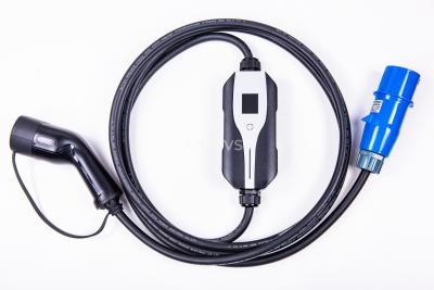 China Type 1 And Type 2 16A Portable EV Charger With IEC309 CEE Plug for sale