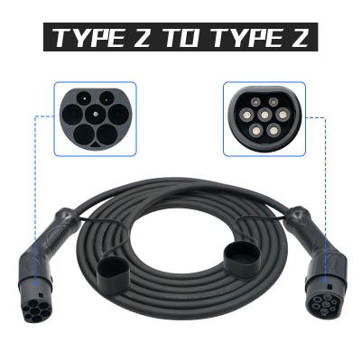 China 16A 1 Phase Type 2 To Type 2 EV Charging Cable with 5m TUV black cable for sale