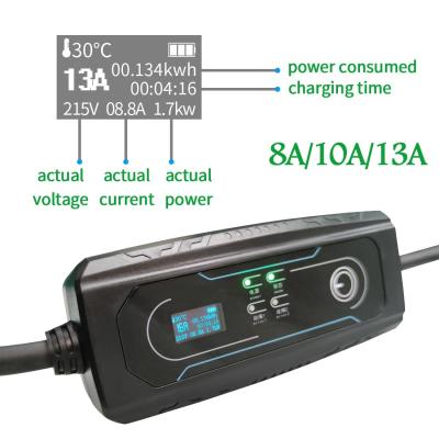 China Type2 8-16A 1P Portable Electric Vehicle Charger UK 3 PINS Outlet for sale
