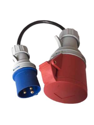 China 32A 250V 5 Pin To 3 Pin Adapter IEC 60309 Plug Adapter For Red CEE To Blue CEE for sale