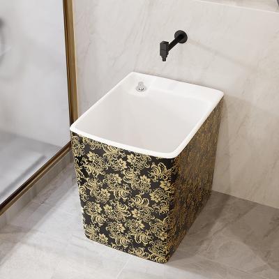 China Household Rectangular Ceramic Mop Sink Small Countertop Mounted Type for sale