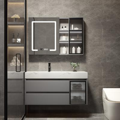 Китай Тщета шкафов Bathroom прямоугольника 23in твердая деревянная прозрачная стеклянная продается