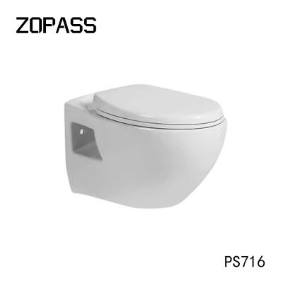 China 650*350*805mm Two Piece Space Saving Toilets Rimless Wall Mounted for sale