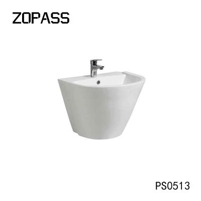 China European Style White Modern Sink Wall Hung Porcelain Half Pedestal Hand Wash Basin for sale