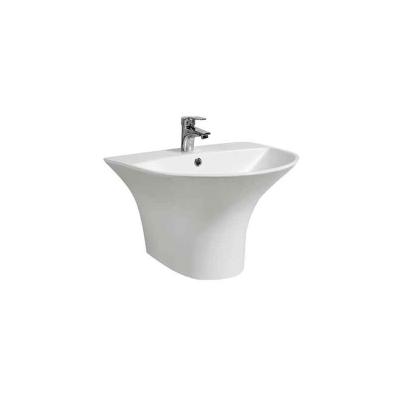 China High Quality Ceramic Basin Sanitary Ware Sink Half Pedestal Wall Hung Wash Basin for sale