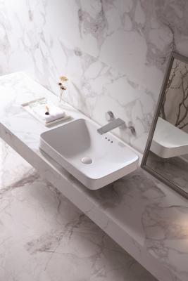 China White Art Rectangular Sanitary Ware Basin Table Top Bathroom Sink for sale