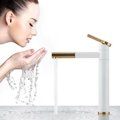 China Single Handle Brushed Brass Sanitary Ware Faucet For Bathroom Basin for sale