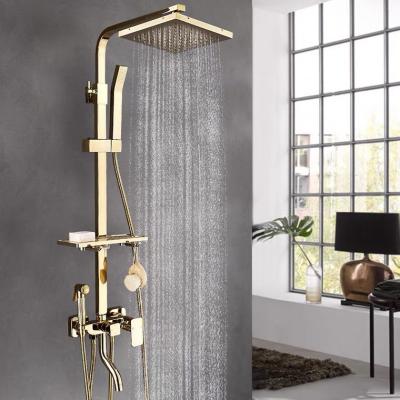 China 304 Stainless Steel Sanitary Ware Shower Luxury Gold Bathroom Set for sale