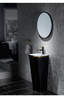 China Ceramic 525*430*860mm Sanitary Ware Basin One Piece With Black Toilet for sale