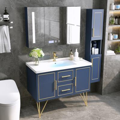 China No Oxidation Bathroom Vanity Cabinet Custom Dark Blue Brown Color for sale
