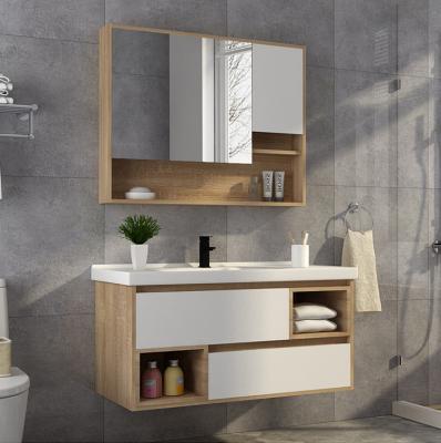 China High Plasticity Free Standing Bathroom Cabinet Mirrored Single Sink for sale
