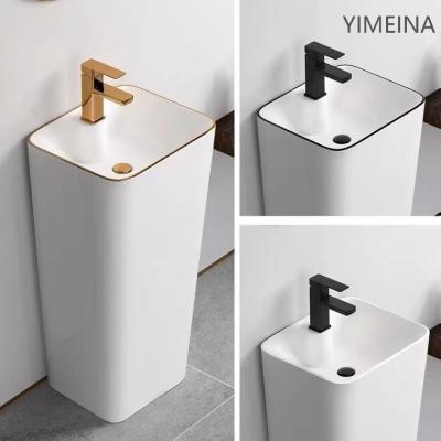 China Sanitary Ware 9L Freestanding Basin Sink Modern White Gold Design for sale