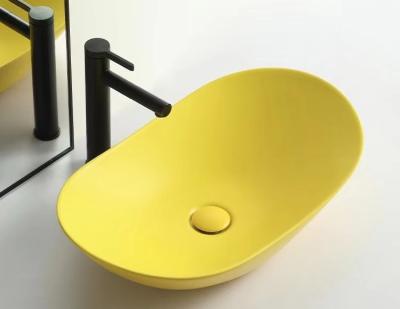 China Modern Style Above Counter Basin Round Shape Matte Yellow Color for sale