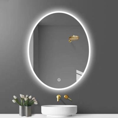 China Oval Shape Glass Wall Mounted Vanity Mirror With Defogging Screen for sale