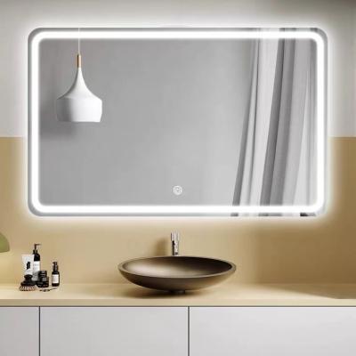 China Custom Rectangular Frameless Bathroom Mirror Smart Backlit LED Wall en venta