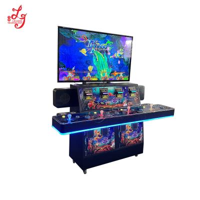 China Skilled Stand Up Fish Hunter 4 Player Fish Tables Cabinet With 55 Inch HD LG Monitor 4 Seats Fish Game Machines for sale