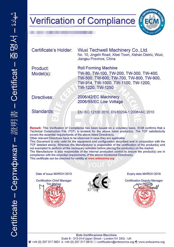 CE - Wuxi Techwell Machinery Co., Ltd