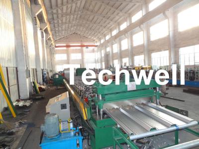 China Rolo da plataforma de assoalho da construção de aço que forma a máquina para fazer o painel do Decking do assoalho da estrutura do metal à venda