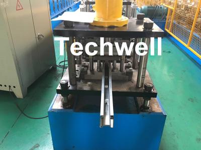 China PPGI , Galvanized Steel Guide Rail Roll Forming Machine With Disk Saw Cutting For Making Shutter Door Slats for sale