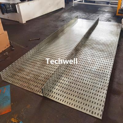 China 100-600mm Perforated Cable Tray Making Machine With Hydraulic Punching Pre Cutting for sale