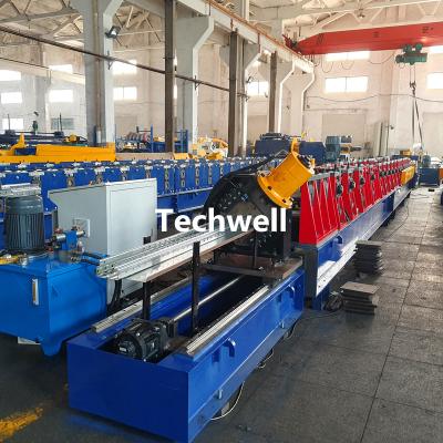 China Werehouse Shelving Upright Rack Roll Forming Machine With Flying Cutting, for Tear Drop Holes Slots for sale