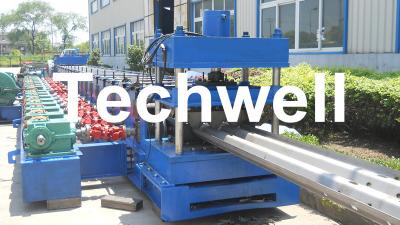 China 15KW Highway Guardrail Roll Forming Machine With 7 Rollers Leveling For W Beam Guardrail for sale