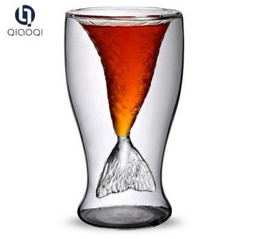 China Best selling 100ml clear fish shape double wall glass cup manufacturer China for sale