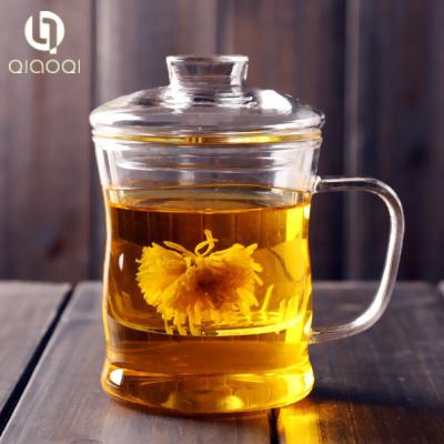 China Wholesale Classical Design glass flower teacup with glass filter for sale