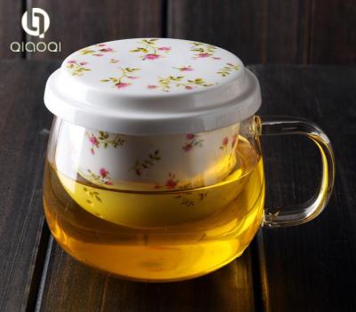 China China Gold Manufacturer Competitive transparent flower tea glass cup for sale