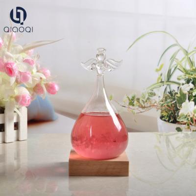 China Hot selling weather forecast bottle with wooden base / Angle shape storm bottle for sale