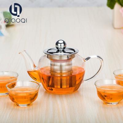 China Personalized Unbreakable glass tea pot with tea strainer for sale