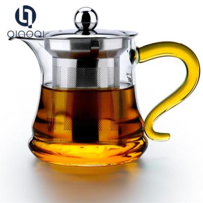 China China Good Supplier Promotional broken resistant glass tea pot with colored handle manufacturer for sale