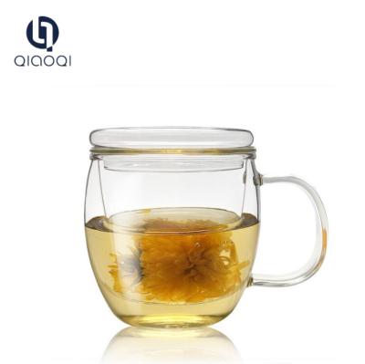 China Heat Resisting Durable glass flower tea infuser cup for sale