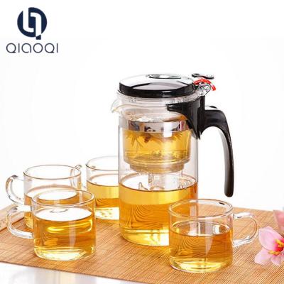 China Creative Design Handmade glass teapot set with infuser for sale