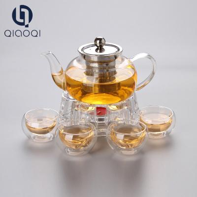 China Borosilicate Glass 2017 Beautiful glass tea pot set 600ml for sale
