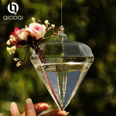 China Borosilicate Glass Cheap Price diamond shaped glass vase for sale