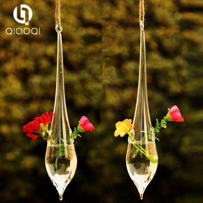 China Teardrop crystal glass flower vase glass terrarium Hydroponics hanging Vase for sale