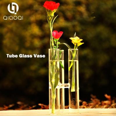 China Transparent glass tube conjoined hydroponic vase for sale