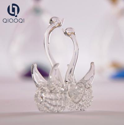 China Crystal conjoined swan transparent glass crafts made in China for sale
