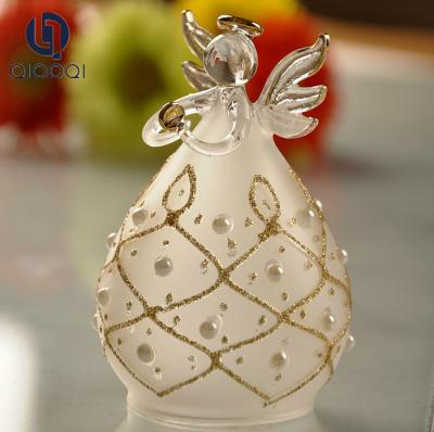 China Christmas white pearl blessing angel glass handicraft for sale