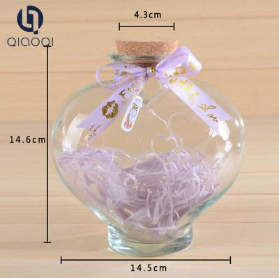 China large heart shaped glass wished bottle wholesale for sale