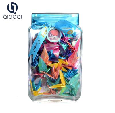 China 1400ml square glass wished bottle with plastic cap for sale