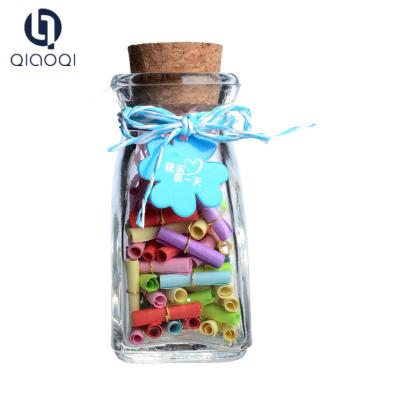 China Creative gifts bottles mini Wishing drift vase square glass Bottle with cork for sale