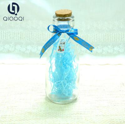 China 195ml glass milk wishes bottles with cork lids for sale