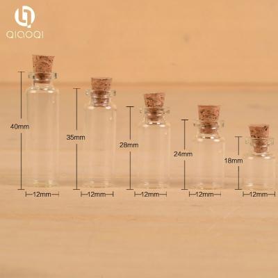China Diameter 12mm transparent Glass tube bottle with cork for sale